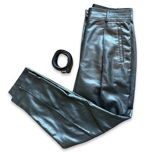 Babaton Pleaded Slim Leather Pants